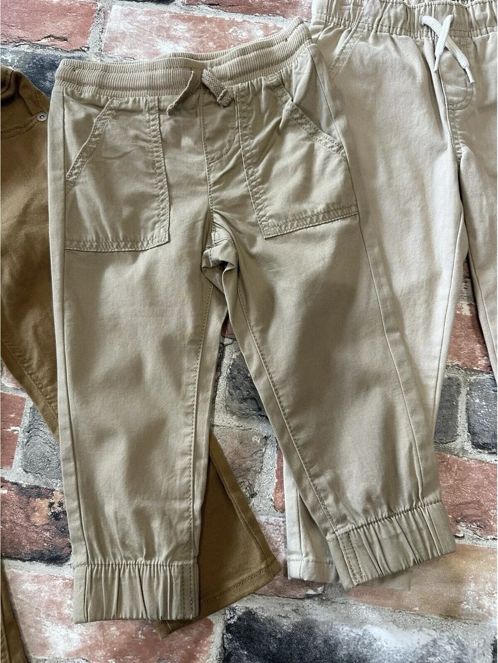 Lot of 3 Toddler Boys Size 2T Khaki Chino Jogger Pants Tan Brown Neutrals